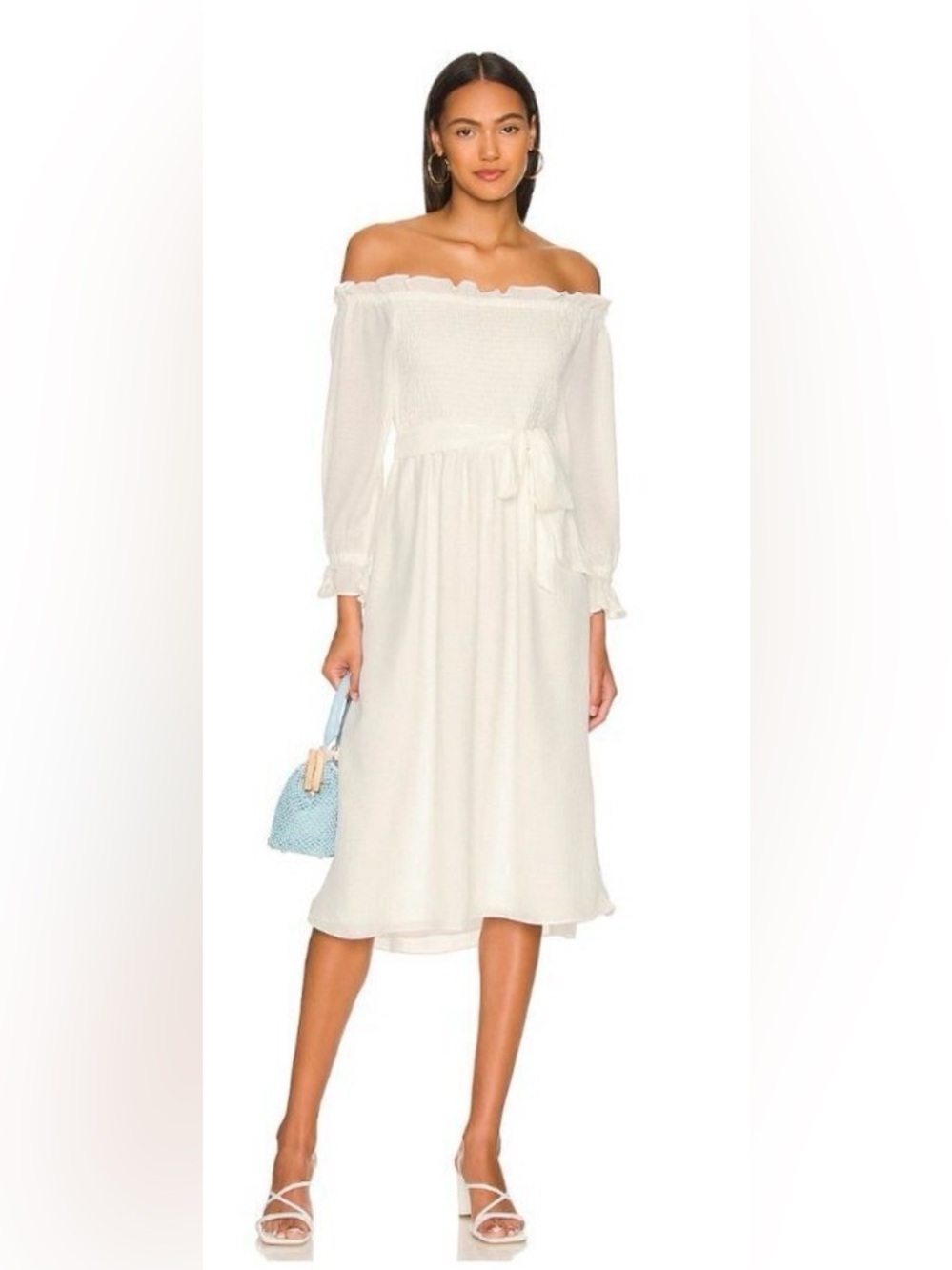 1. STATE | NWT Off the Shoulder Smocked Bodice Dress in New Ivory Size XXS